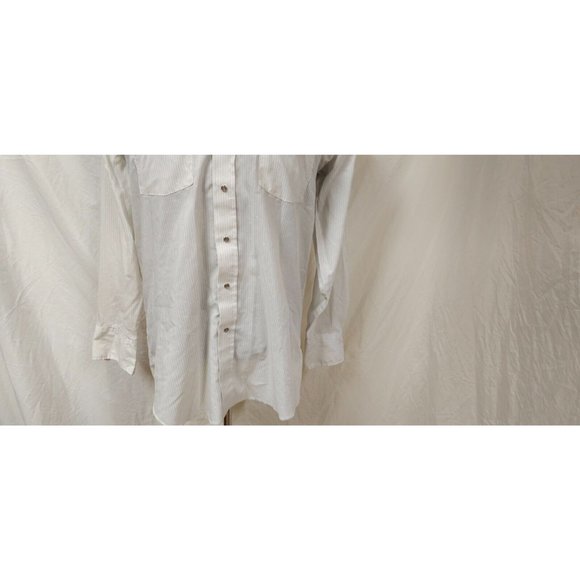 Pan Handle Slim Mens 16-34 Beige Stripe Dots Long Sleeve Button Up Western Shirt - Picture 4 of 12